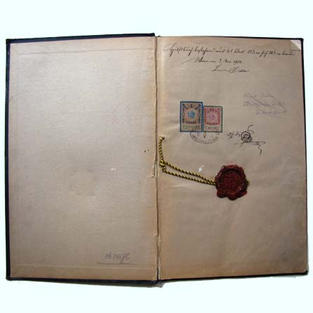altes Mieteinnahmenbuch, 1904, Siegel der Stadt Wien