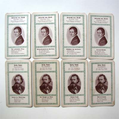 Quartett, deutschsprachige Literaten, altes Kartenspiel