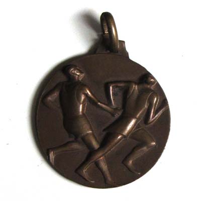 Staffellauf, alte Plakette für Sport, Bronze