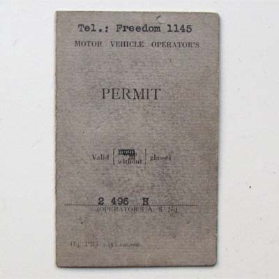 Führerschein / Permit, Besatzungsbehörde, 1945