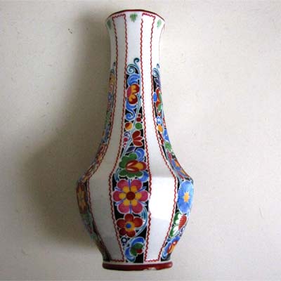 Jugendstil-Vase, handbemalt, Schlaggenwald