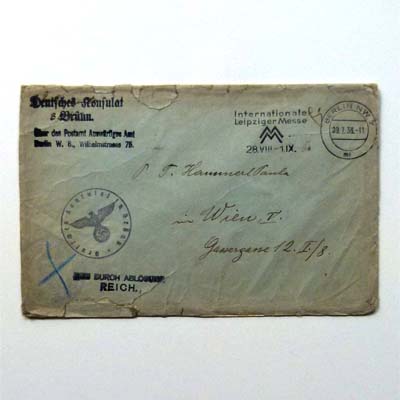 Brief, dt. Konsulat in Brünner, 1938
