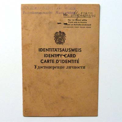 Identitätsausweis in 4 Sprachen, Österreich 1946