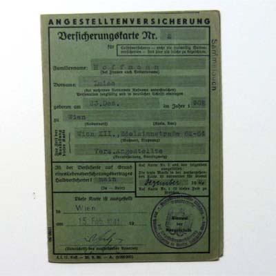 Versicherungskarte Angestelltenversicherung, 1940