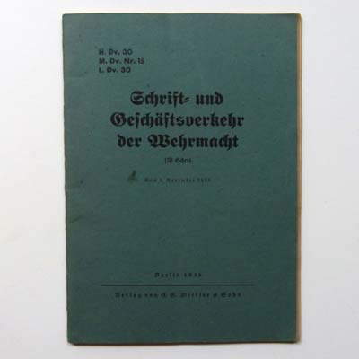 Schrift- und Geschäftsverkehr Wehrmacht, Brochure, 1939