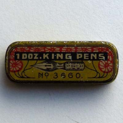 King Pens, J.W.W., Schreibfedern Dose