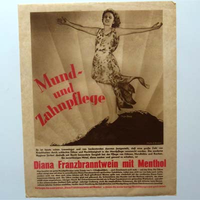 Diana Franzbranntwein, altes Werbeblatt
