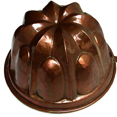 alte Pudding- oder Kuchenform, Kupfer