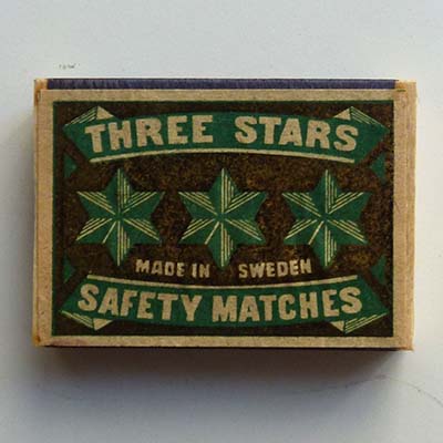 Three Stars, Streichholzschachtel, befüllt