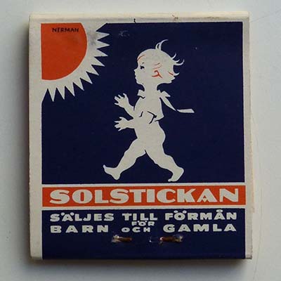 Solstickan, altes Streichholzheftchen, Schweden