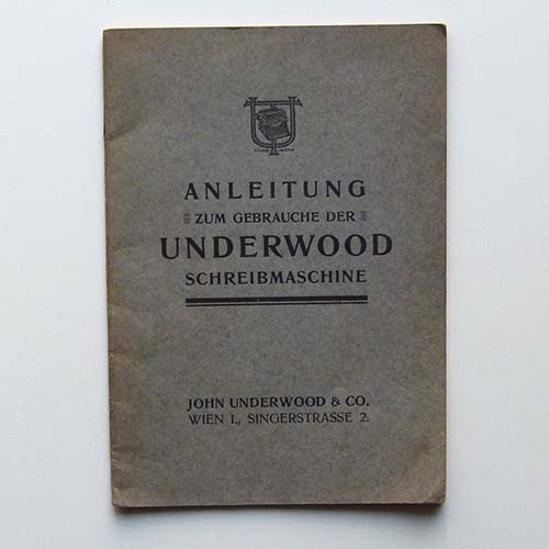 Underwood Schreibmaschine, Anleitung, um 1920