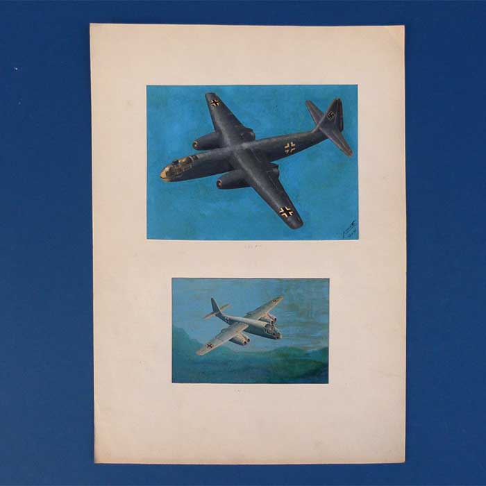 Dt. Luftwaffe, handgemalte Bilder, G. Wachtl, 1949