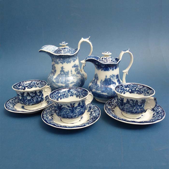 Tee- und Kaffeegeschirr, asiatisch, blau