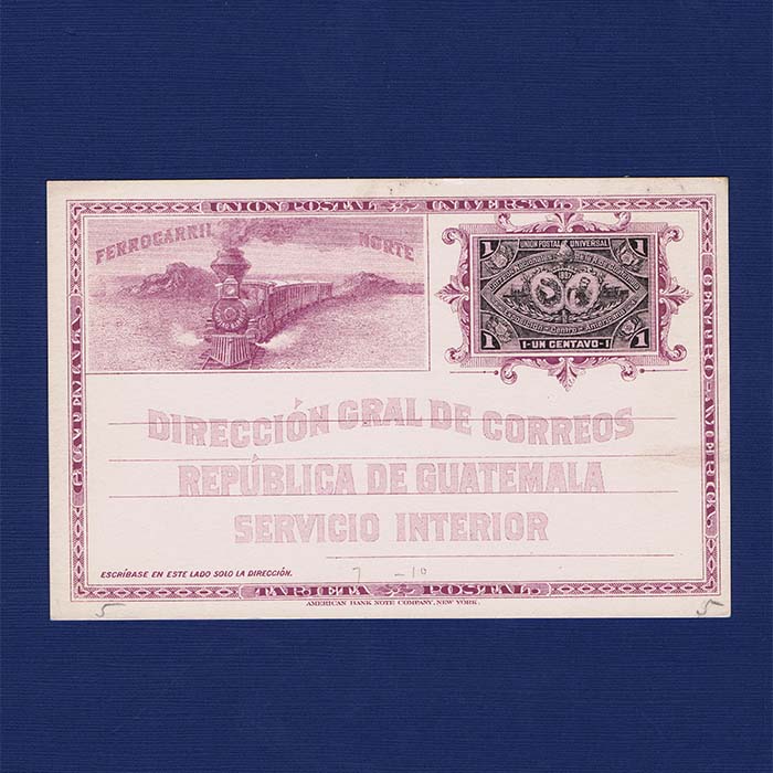 Eisenbahn, Postkarte, Republica de Guatemala, 1 Centavo
