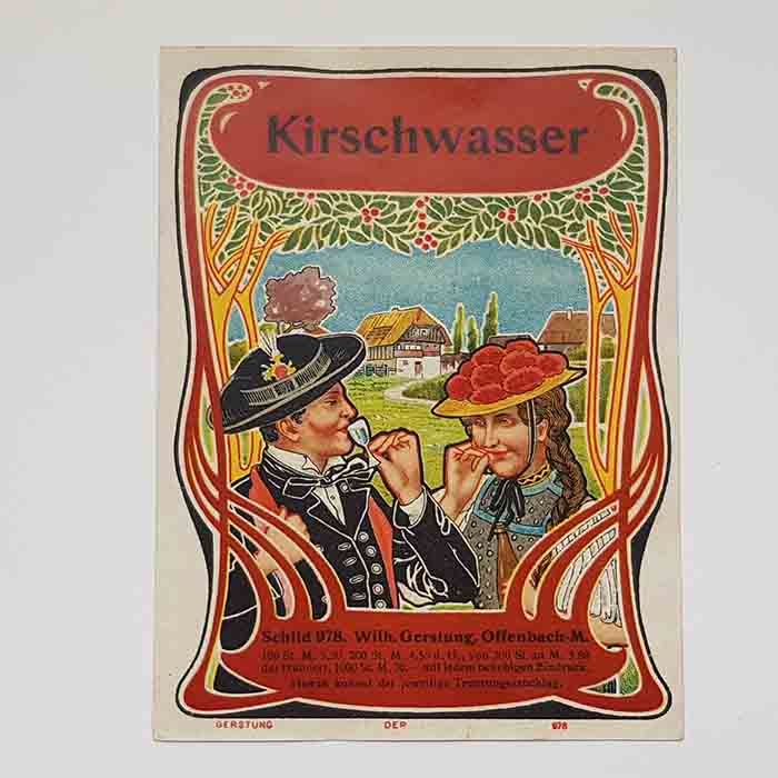 Kirschwasser, Etikett, W. Gerstung, original