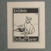 Exlibris, Hundemotiv / Dogge, signiert: A.H.