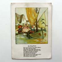 Gedicht 'Im Segelboot' mit Illustration, Ansichtskarte