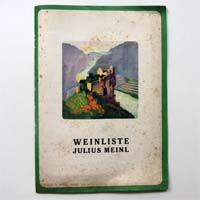 Alte Weinliste der Firma Julius Meinl, c. 1934