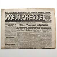 Weltpresse, Hitlers Testament gefunden, 1945