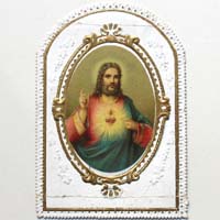 Jesus mit glühendem Herz, Heiligenbildchen