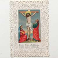 Jesus am Kreuz, Chromolitho, Andachtsbild
