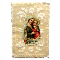 Maria mit Jesukind, Pergamin, Heiligenbildchen