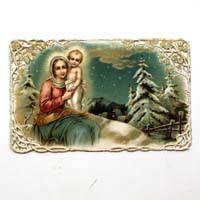 Maria mit Jesukind vor Tannen, Heiligenbildchen