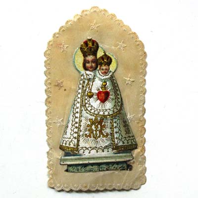 Prager Jesukind und Maria, Pergamin, Heiligenbildchen