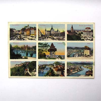9 Ansichten der Stadt Graz, alte Ansichtskarte