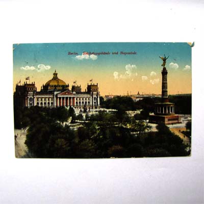 Reichstag und Siegessäule in Berlin, alte Ansichtskarte