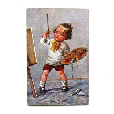 Maler Klecksel, Kinder-Motiv, alte Ansichtskarte