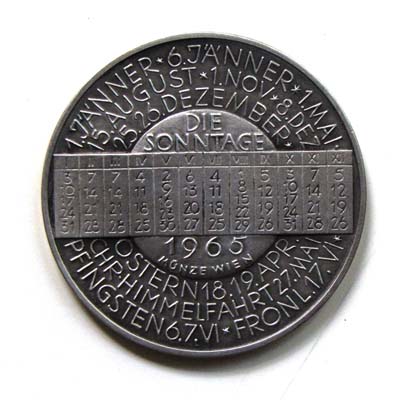 Jahresmedaille 1965, Münze Wien