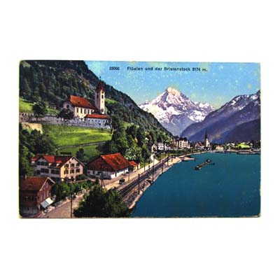 Flüelen und Bristenstock, Schweiz, alte Ansichtskarte