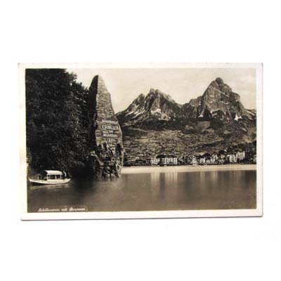 Schillerstein mit Brunnen, alte Ansichtskarte