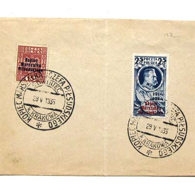 Marschall Józef Pilsudski, Briefmarke und Sonderstempel