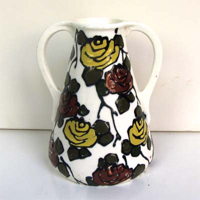Vase, Rosen - Dekor, Keramik, Art Déco