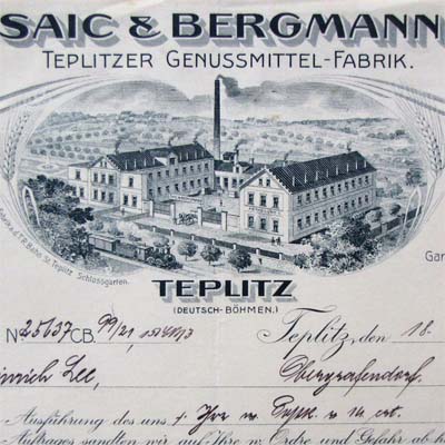 Saic & Bergmann, Teplitz, alte Rechnung, 1908