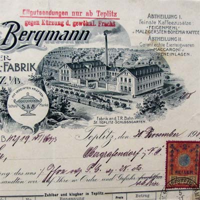 Saic & Bergmann, Teplitz, alte Rechnung, 1907