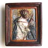 alte Ofenkachel, Jesus-Darstellung, Keramik