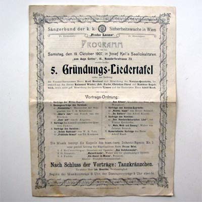 Gründungsliedertafel K. K. Sicherheitswache, 1907