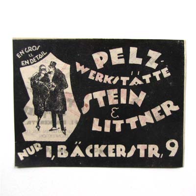 Werbezettel, Pelz-Werkstätte Stein & Littner