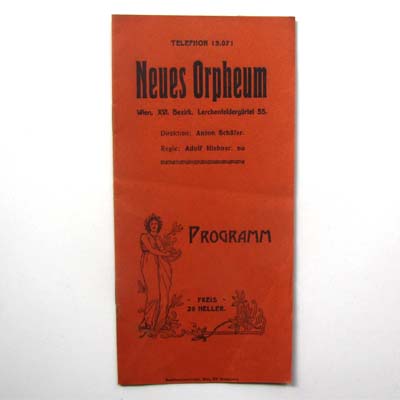 Neues Orpheum, Programmheft, um 1910