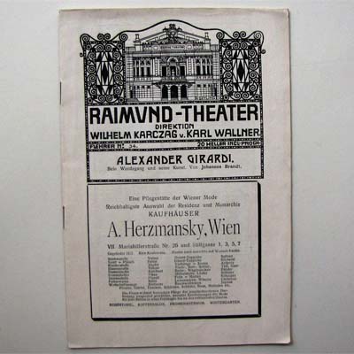 Raimund-Theater, Alexander Girardi, Programmheft, 1909
