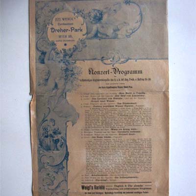 Konzertprogramm, Joh. Weigls Etablissement, um 1905
