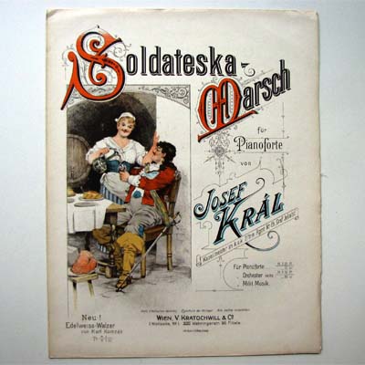 Soldatenmarsch, Josef Kral, Musiknoten, ca. 1910
