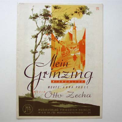 Mein Grinzing, Otto Zecha, Anna Proll, Musiknoten, 1946