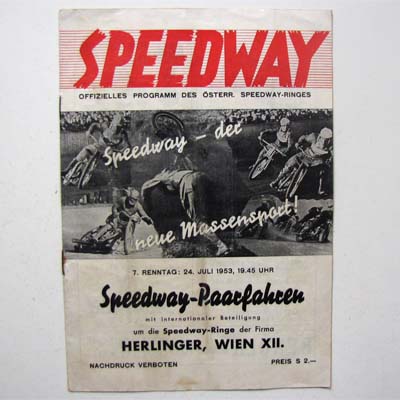 Speedway, Programmheft, Paarfahren, 1953