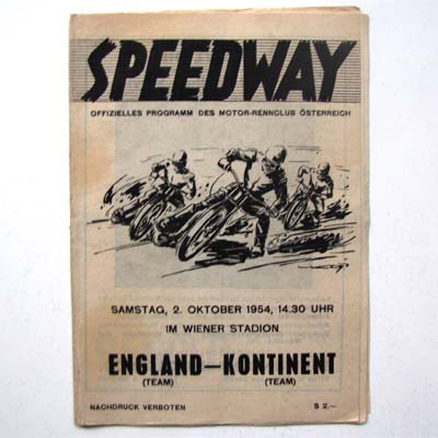 Speeday, Programmheft, England - Kontinent, 1954