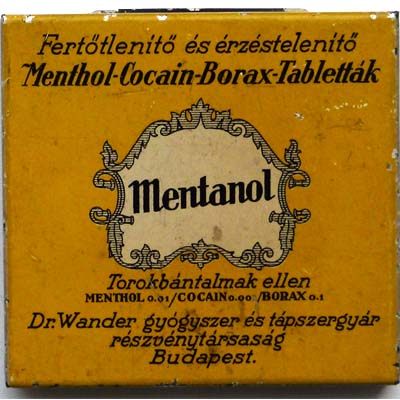 Mentanol, Blechdose, Inhaltsstoff Cocain