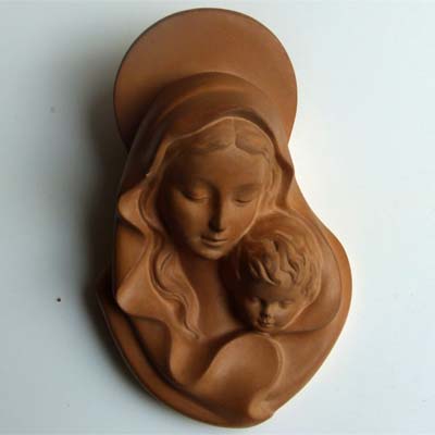 Wandmaske, Keramik, Madonna mit Kind